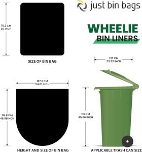 120-240L Black Wheelie Bin Liners - Case of 100 - Heavy Duty - Image 2
