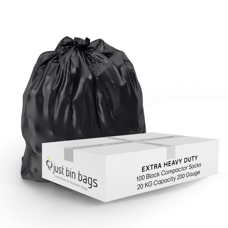 BLACK COMPACTOR SACKS 200 gauge - Extra Heavy Duty 20Kg