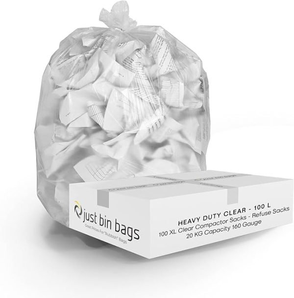 Clear Compactor Sacks 160 gauge - SPRUCE - Extra Heavy Duty, 40 Micron