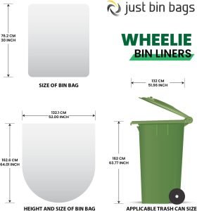 360L Clear Wheelie Bin Liners - Case Of 100 - 120 Gauge - Image 2