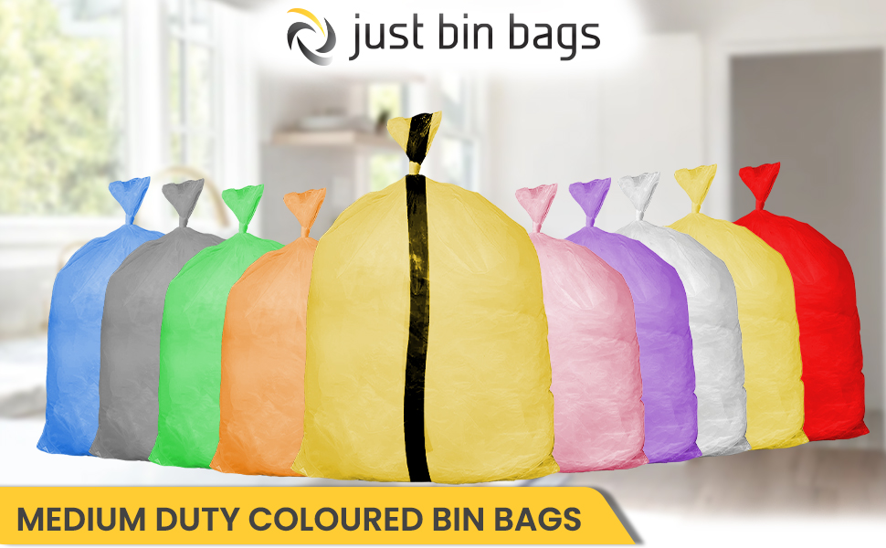 Coloured Bin Bags. Various colours, medium duty 200 per case