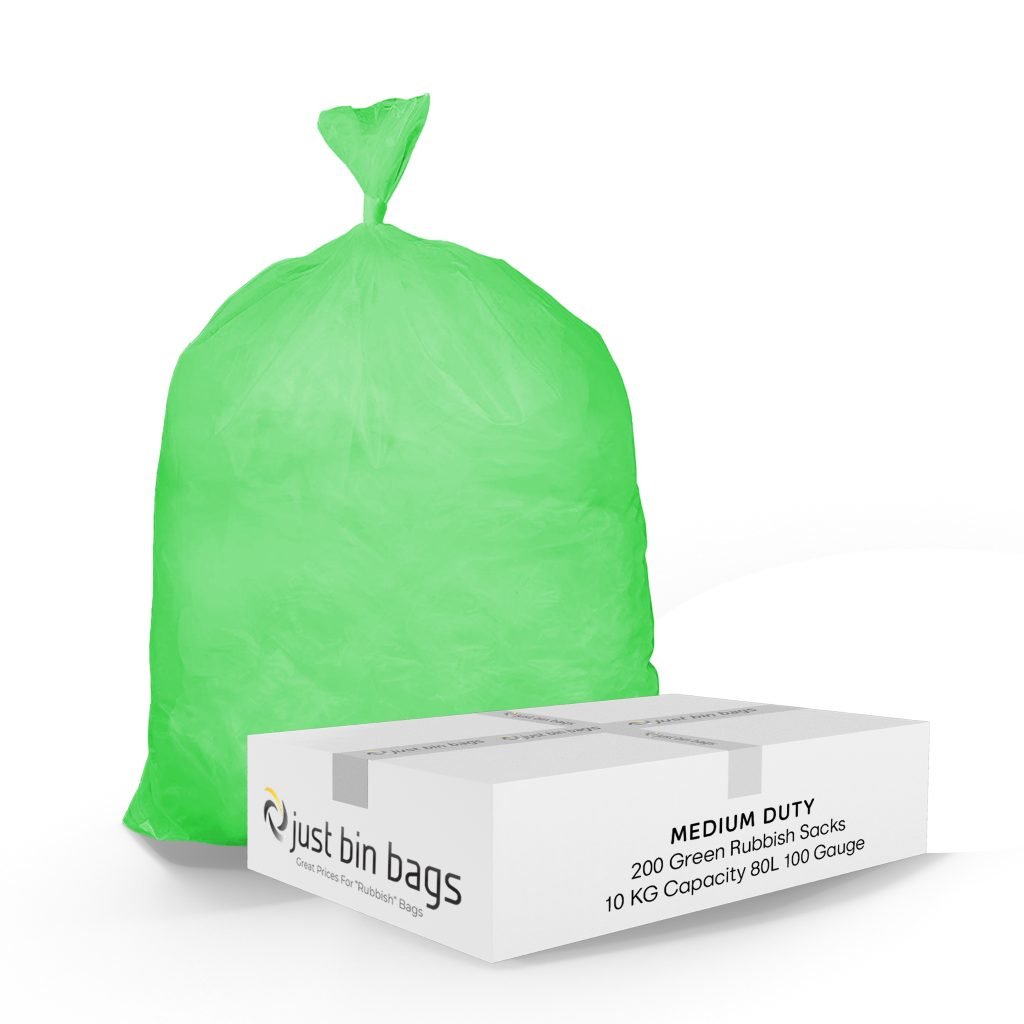 Green Bin Bags Medium Duty, 100 Gauge, 25 Micron | Just Bin Bags