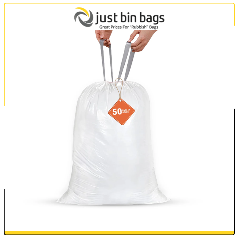 16 50L bin liners with drawstring | Medium Duty | white - 20 per roll x 50 Rolls - Image 1