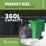360L Black Wheelie Bin Liners - Case Of 100 - 120 Gauge - Image 3